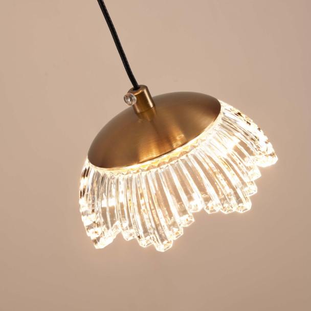 Lange florale LED-pendelleuchte aus glas in...