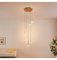 Lange florale LED-pendelleuchte aus glas in klaskadenform...