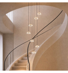 Lange florale LED-pendelleuchte aus glas in klaskadenform... 2