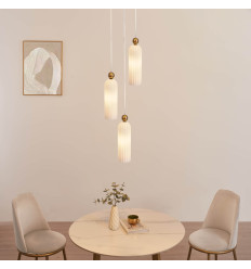 Dreifache goldene Pendelleuchte mit Opalglas und... 2