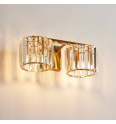 Luxuriöse goldene Kristall-Wandleuchte mit doppelter... 2