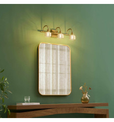 Lange goldene Vintage-Wandleuchte mit drei Mattgläsern -... 2