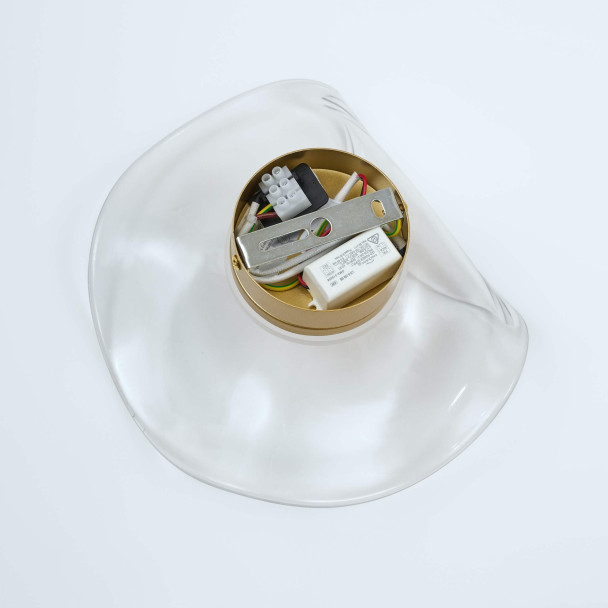 Transparente Wandleuchte mit Design-Glas und...