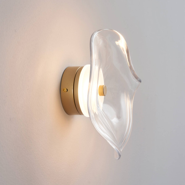 Transparente Wandleuchte mit Design-Glas und...
