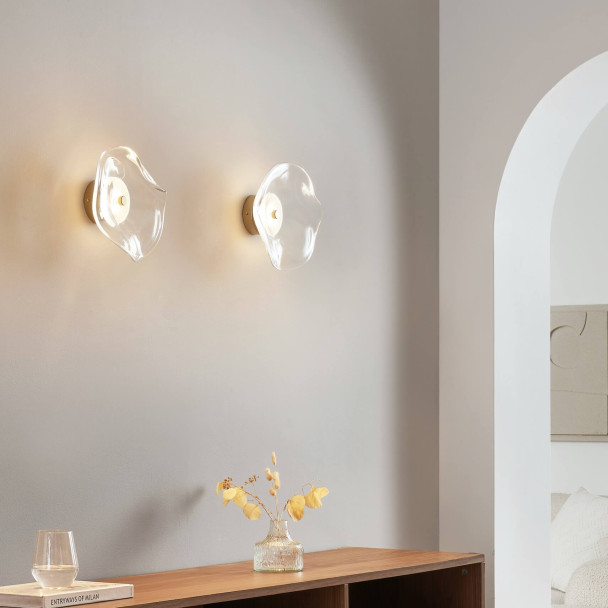 Transparente Wandleuchte mit Design-Glas und...