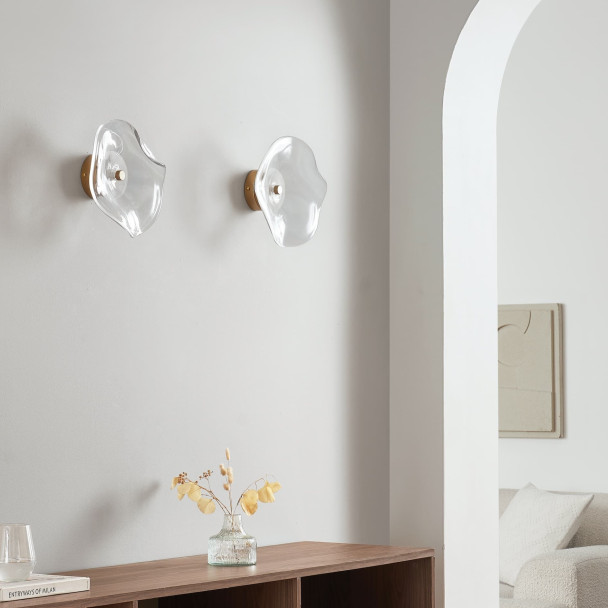 Transparente Wandleuchte mit Design-Glas und...