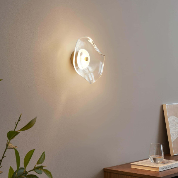 Transparente Wandleuchte mit Design-Glas und...