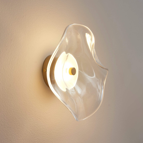 Transparente Wandleuchte mit Design-Glas und...