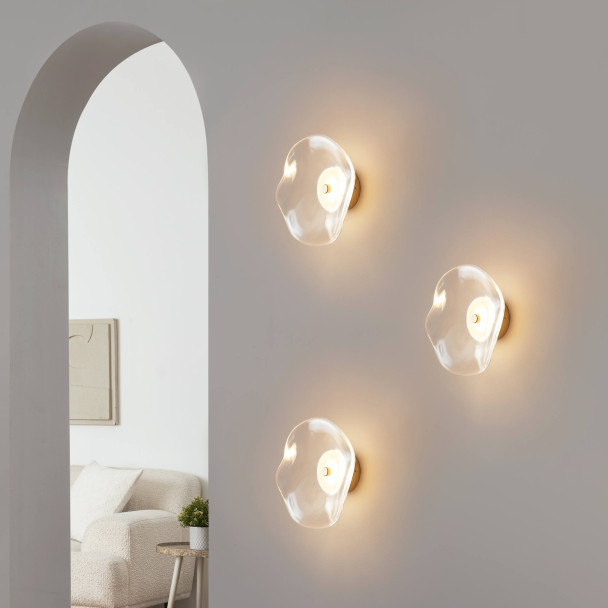 Transparente Wandleuchte mit Design-Glas und...
