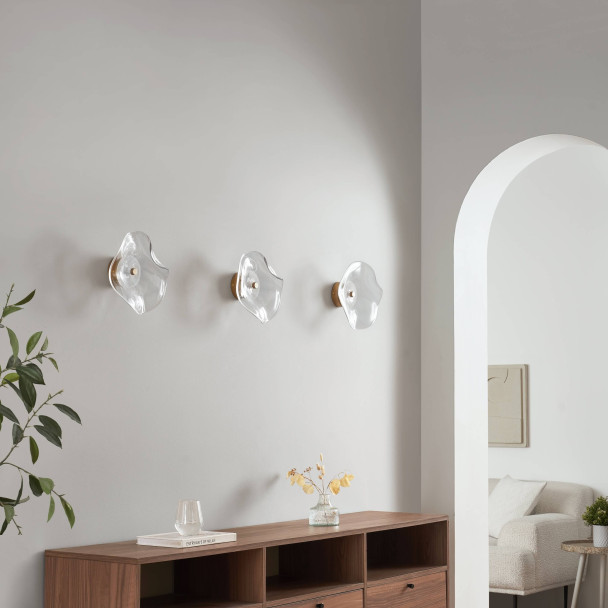 Transparente Wandleuchte mit Design-Glas und...