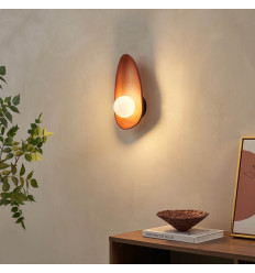 Wandleuchte aus Terrakotta-Keramik mit weißem Glas – Eterna